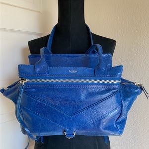 Botkier Bright Blue Leather Bag With Zippers